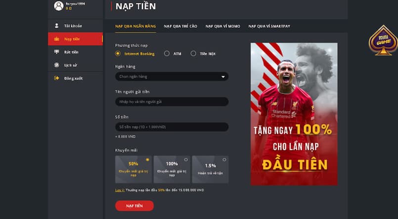 Hướng dẫn về phần thưởng khi nạp và rút tiền hạng Super918 - Super918